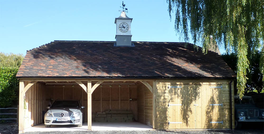 Double Bay Car Barn Garage with workshop (also available in a kit)
